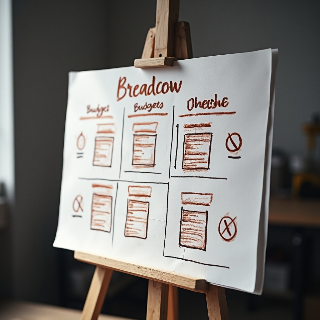 Flipchart cu împărțirea bugetului pe fazele unui proiect